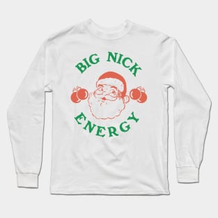 Big Nick Energy Retro Groovy Funny Jolly Santaa Claus Long Sleeve T-Shirt